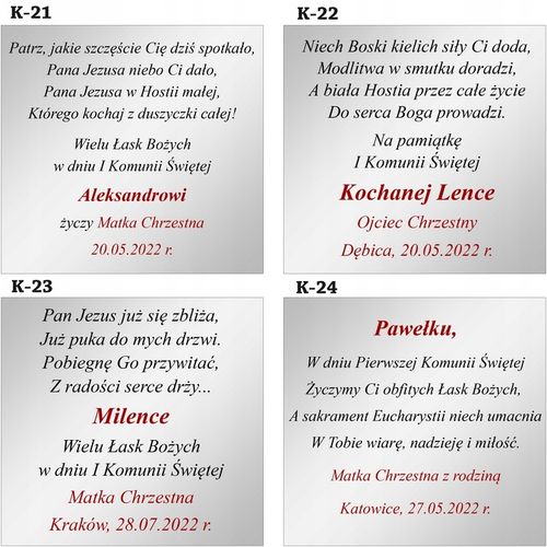 PAMIĄTKA PIERWSZEJ KOMUNII OBRAZEK SREBRNY ŚWIĘTEJ PREZENT Z GRAWEREM na Arena.pl