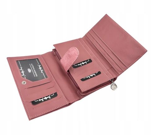 PORTFEL damski mały skórzany prezent różowy Jennifer Jones pojemny eko na Arena.pl