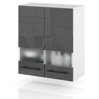 Szafka Kuchenna Wisząca Witryna Modułowa 60cm Spremium Szary Połysk