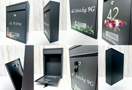 SKRZYNKA NA LISTY POCZTOWA stal z nadrukiem UV adres numer domu miejscowość na Arena.pl