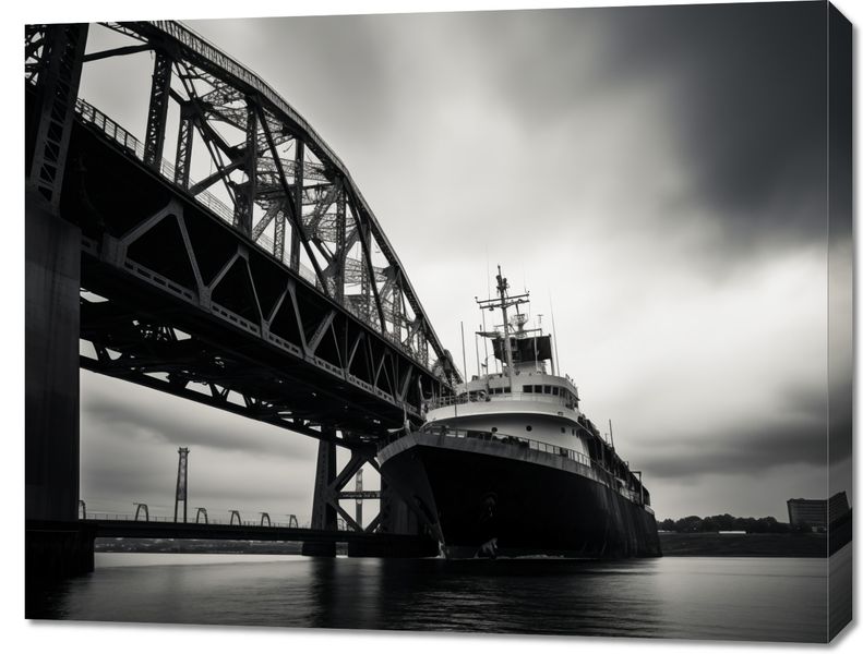 Obraz 90x70cm Statek przy Moście zdjęcie 1