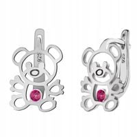 KOLCZYKI SREBRNE DLA DZIEWCZYNKI RODOWANE MISIE ANGIELSKIE ZE SREBRA AG 925