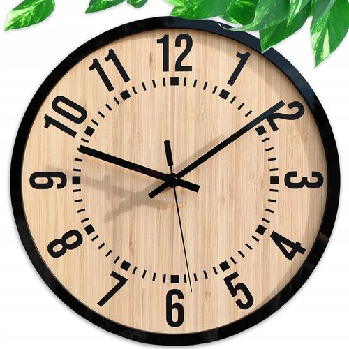 Zegar ścienny Bruno cichy czytelny Bambus Loft na Arena.pl
