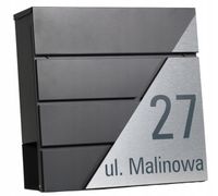 DUŻA SKRZYNKA NA LISTY Z ADRESEM NUMEREM DOMU ANTRACYT RAL 7016 GAZETNIK