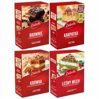 Ciasto brownie, karpatka, krówka, leśny mech Delecta mix 4 gotowych ciast