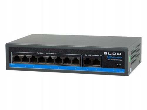 Switch POE do kamer 8xPOE 100Mbps 2xUpLINK 1Gb/s 120W BLOW Extend mode na Arena.pl