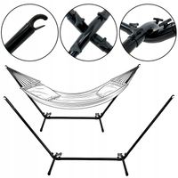 MOCNY STALOWY METALOWY STELAŻ NA HAMAK 300x90x110 CM 150KG SH101 CZARNY