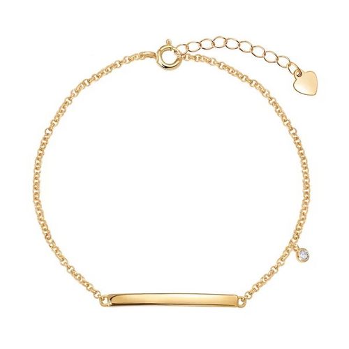 srebrna pozłacana bransoletka z blaszką i cyrkonią - bsc6467y na Arena.pl