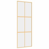 Drzwi przesuwne, złote, 76x205 cm, przezroczyste szkło ESG