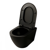 Czarna miska wc rimless, wolnoopadająca duroplast