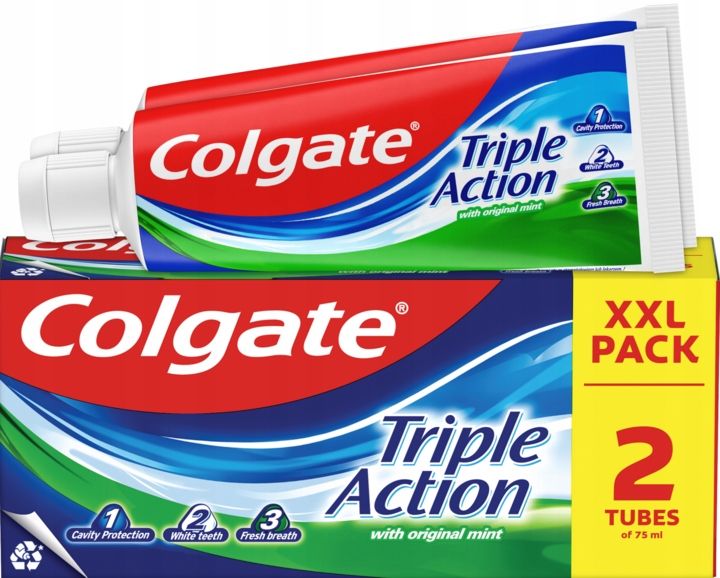 COLGATE TRIPLE ACTION PASTA DO ZĘBÓW 2X75 ML zdjęcie 1