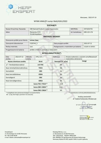 Susz konopny CBD | LEMON HAZE | 2 g na Arena.pl