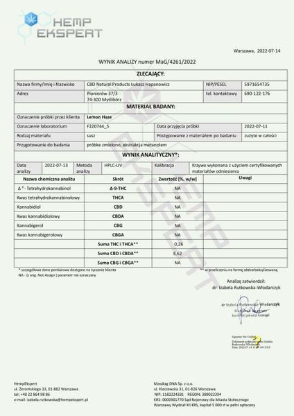 Susz konopny CBD | LEMON HAZE | 2 g zdjęcie 5