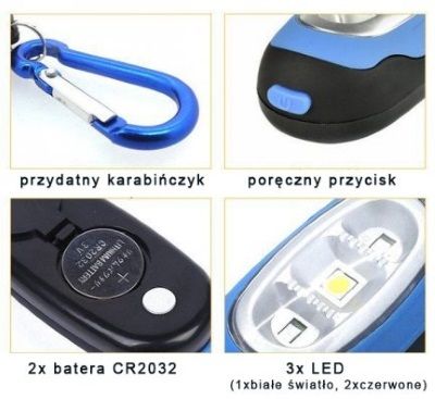 Brelok do kluczy z Latarką LED - niebieski na Arena.pl