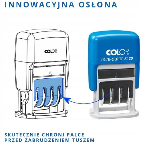 DATOWNIK COLOP S120 NIEBRUDZĄCY DATA CYFROWA DZIEŃ MIESIĄC ROK niebieski na Arena.pl