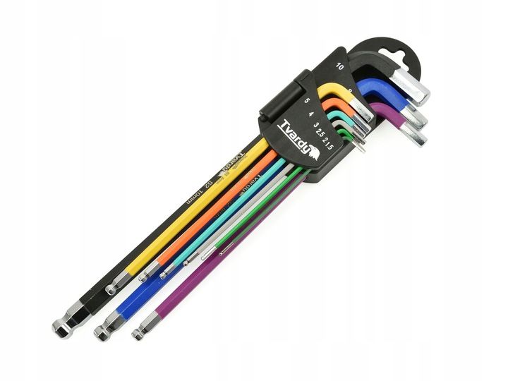 TVARDY ZESTAW KLUCZE IMBUSOWE IMBUSY DŁUGIE HEX 1.5-10mm 9sztuk KOLOR zdjęcie 5