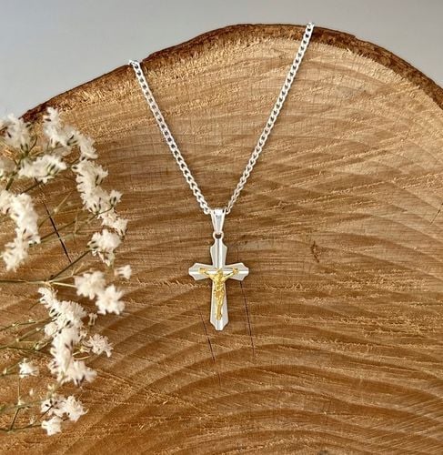 SREBRNY ZESTAW KOMUNIJNY ŁAŃCUSZEK I KRZYŻYK PREZENT DLA CHŁOPCA NA KOMUNIĘ na Arena.pl