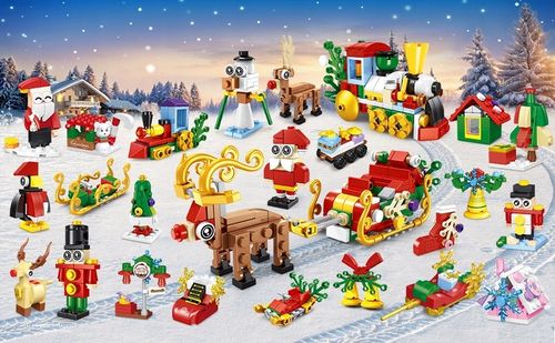 KALENDARZ ADWENTOWY DLA DZIECI KLOCKI ŚWIĄTECZNE 50w1 MIKOLAJ FIGURKA 609el na Arena.pl