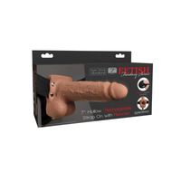 uprząż fetish fantasy series 7" hollow strap-on with remote tan