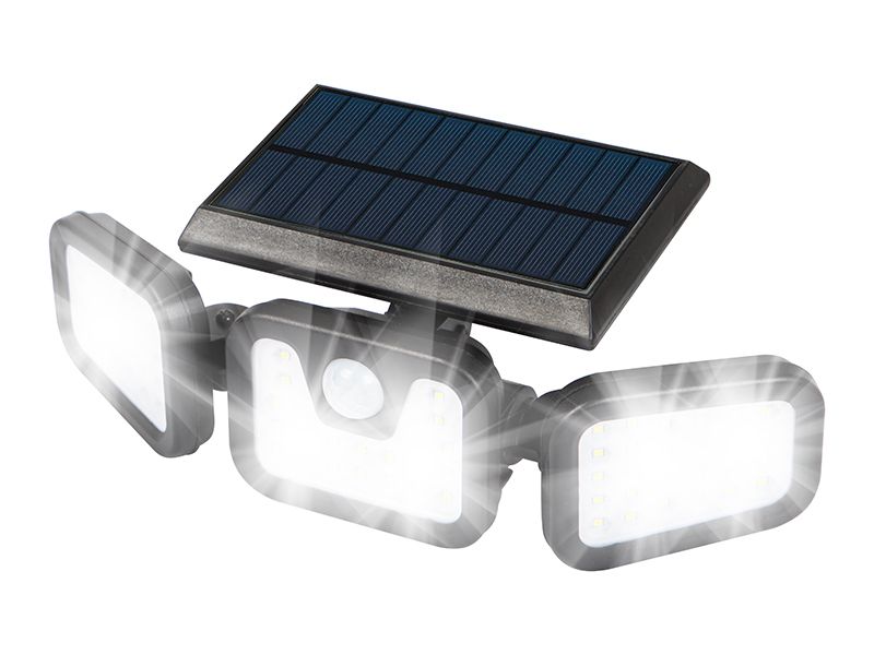 Lampa uliczna solarna 3 reflektory + czujnik zdjęcie 1