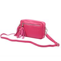 Damska listonoszka torebka Skórzana z brelokiem frędzlem i kieszeniami Luka