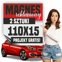 Reklama magnetyczna magnes reklamowy na auto firmowe 110x15 cm - 2 szt