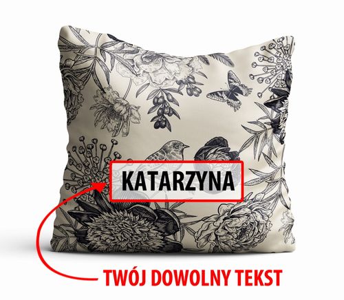 Poduszka Dekoracyjna KWIATY  z Twoim napisem K08 na Arena.pl