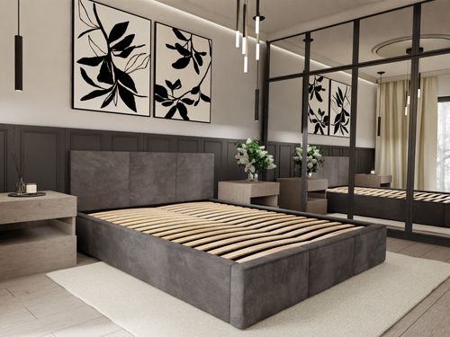 ŁÓŻKO TAPICEROWANE 120x200 ŁÓŻKO PODWÓJNE Z POJEMNIKIEM GRAFITOWE na Arena.pl