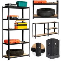 Regał metalowy do garażu piwnicy magazynowy 90x40x180 cm czarny