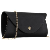 brokatowa kopertówka damska wykonana z tkaniny syntetycznej w czarnym