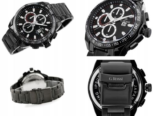 ZEGAREK MĘSKI G. ROSSI VIPER +BOX +GRAWER datownik bransoleta srebrny na Arena.pl