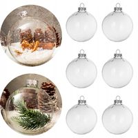 Bombki choinkowe SZKLANE przezroczyste 8 cm 6 szt