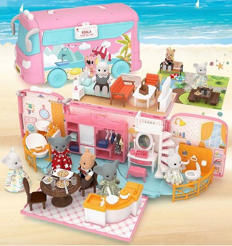 DUŻE AUTO dla LALEK AUTOBUS KAMPER WAKACYJNY rozkładany otwierany DOMEK na Arena.pl