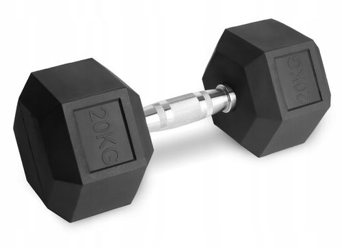 Hantle stałe 2x20kg żeliwne gumowane ZESTAW 40kg HEX do treningu SOLIDNE na Arena.pl