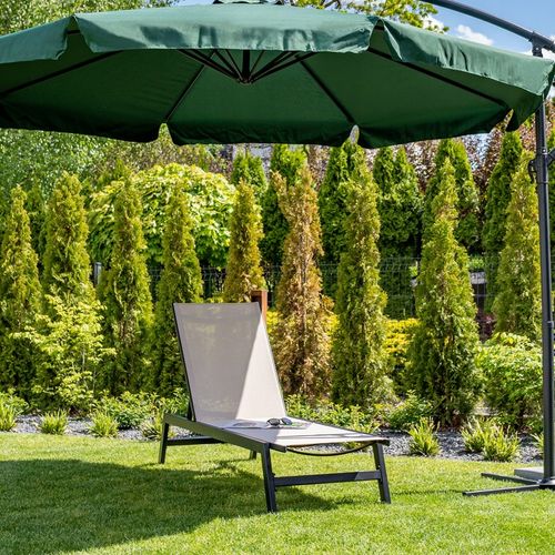 Leżak ogrodowy beżowy wygodny z aluminium rozkładany Leżanka na taras 60 cm na Arena.pl