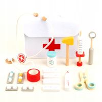 Zestaw małego doktora lekarz drewniane akcesoria apteczka stetoskop (W080)