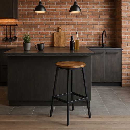 TABORET niski ciemny brąz STOŁEK BAROWY do jadalni do kuchni KRZESŁO na Arena.pl