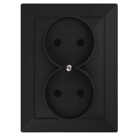 PERŁA GNIAZDO PODWÓJNE P/T B/U CZARNY MAT - E+9001516