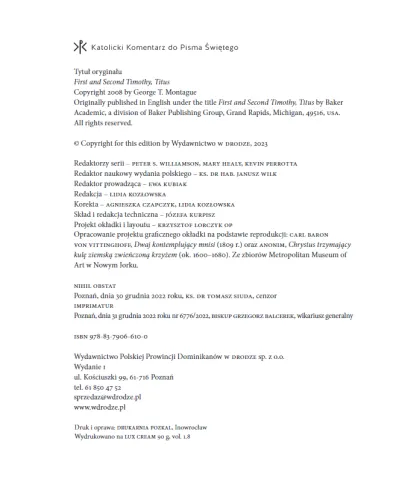 Pierwszy i Drugi List do Tymoteusza, List do Tytusa na Arena.pl