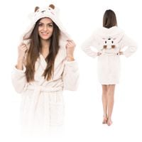 Szlafrok z kapturem biały przytulny damski ciepły prezent dziewczyny M