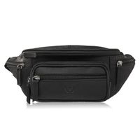 saszetka męska skórzana klasyczna nerka biodrowa czarna vintage