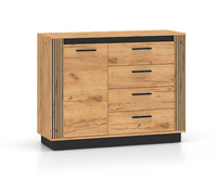 Komoda 1- Drzwiowa z Szufladami 1D4SZ 115 cm Craft Złoty + Czarny URNI ML