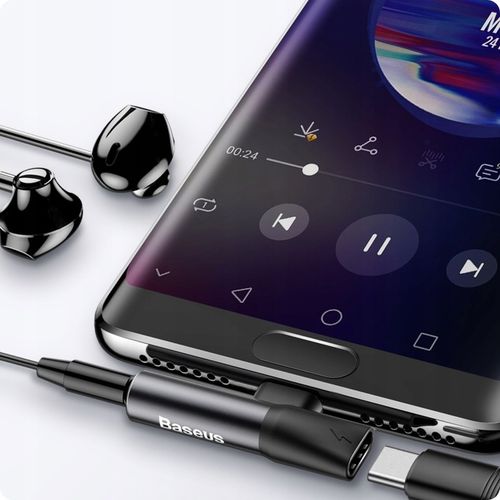 BASEUS ADAPTER PRZEJŚCIÓWKA AUDIO USB-C 1A TYP-C - MINI JACK 3.5MM AUX na Arena.pl