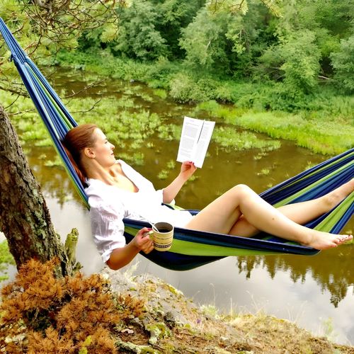 Duży hamak ogrodowy jednoosobowy 200x85cm na Arena.pl