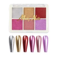 MollyNails Pyłek do paznokci efekt lustra kasetka 6 kolorów Nr 4