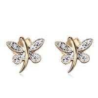 kolczyki motylki z diamentami w żółtym złocie