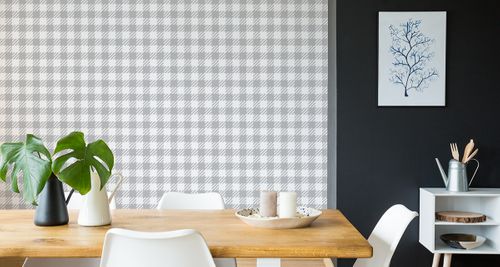 Tapeta Nowoczesna Szaro - Biała Krata na Arena.pl