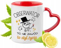 Kubek Czerwony Z Uszkiem W Kształcie Serca Dla Obserwatora Na Prezent