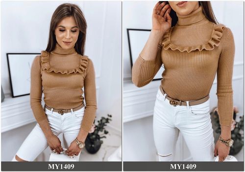 PRĄŻKOWANY SWETER DAMSKI GOLF KOLORY ox128 UNI na Arena.pl