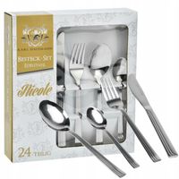 ZESTAW SZTUĆCÓW 24 EL 6 os komplet sztućce pudełko stal nierdzewna NICOLE